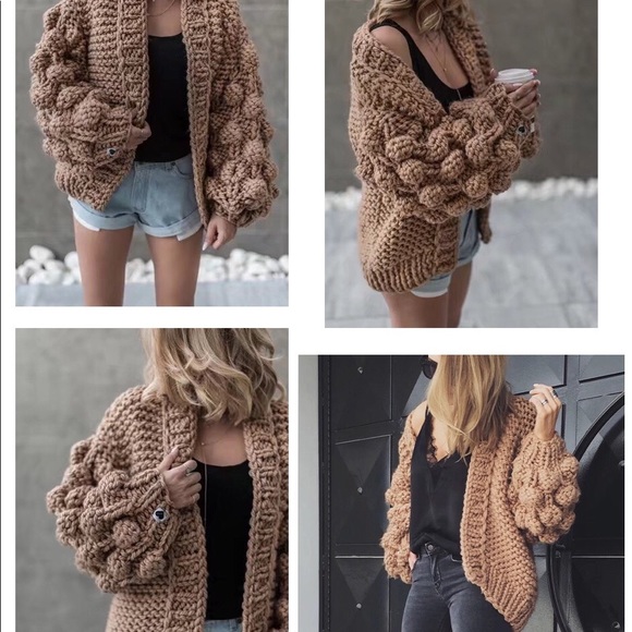 Hand-Knitted Chunky Cardigan Sweater NWOT - Picture 4 of 8